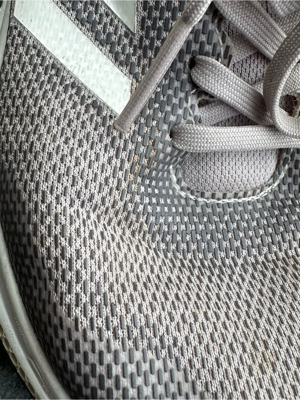 adidas Women's Taupe Mesh Athletic Sneakers with White Stripes
